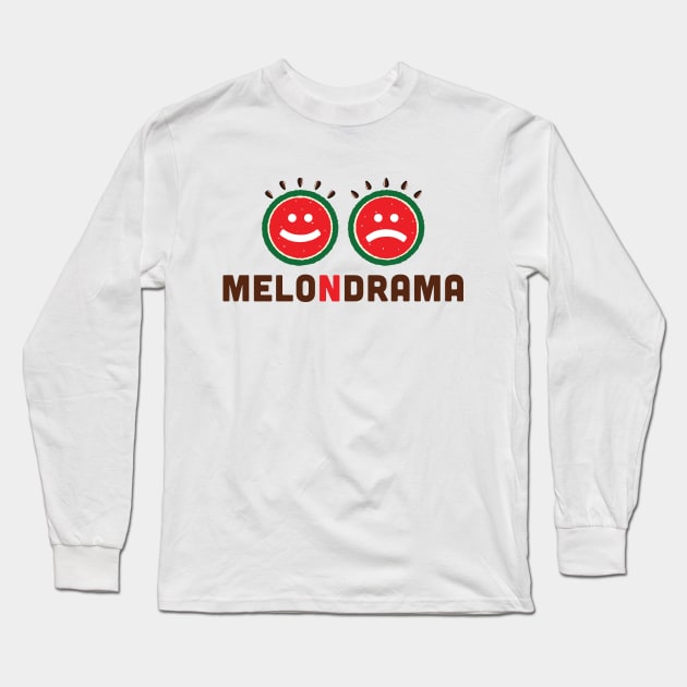 The Best Summer Collection with Funny Melodrama Expression with Drama Faces in the Shape of Watermelon. Long Sleeve T-Shirt by GeeTee